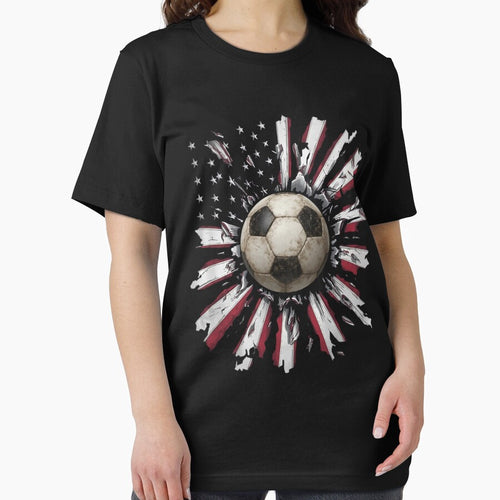 American Flag Soccer Ball Blast T-Shirt by LarryMBrown