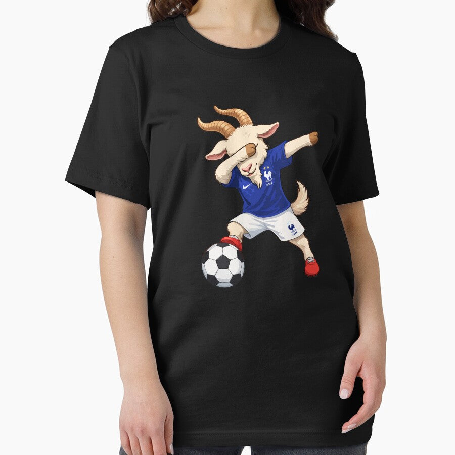 GOAT Soccer Player Dabbing in France Jersey – Funny Football Cartoon Art for Fans by BrainBubbleArt