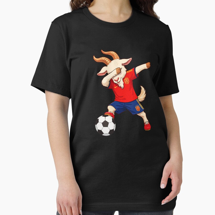Funny Dabbing Goat in Spain Soccer Jersey – Spanish Football Mascot Illustration | World Cup 2026 Fan Art by BrainBubbleArt