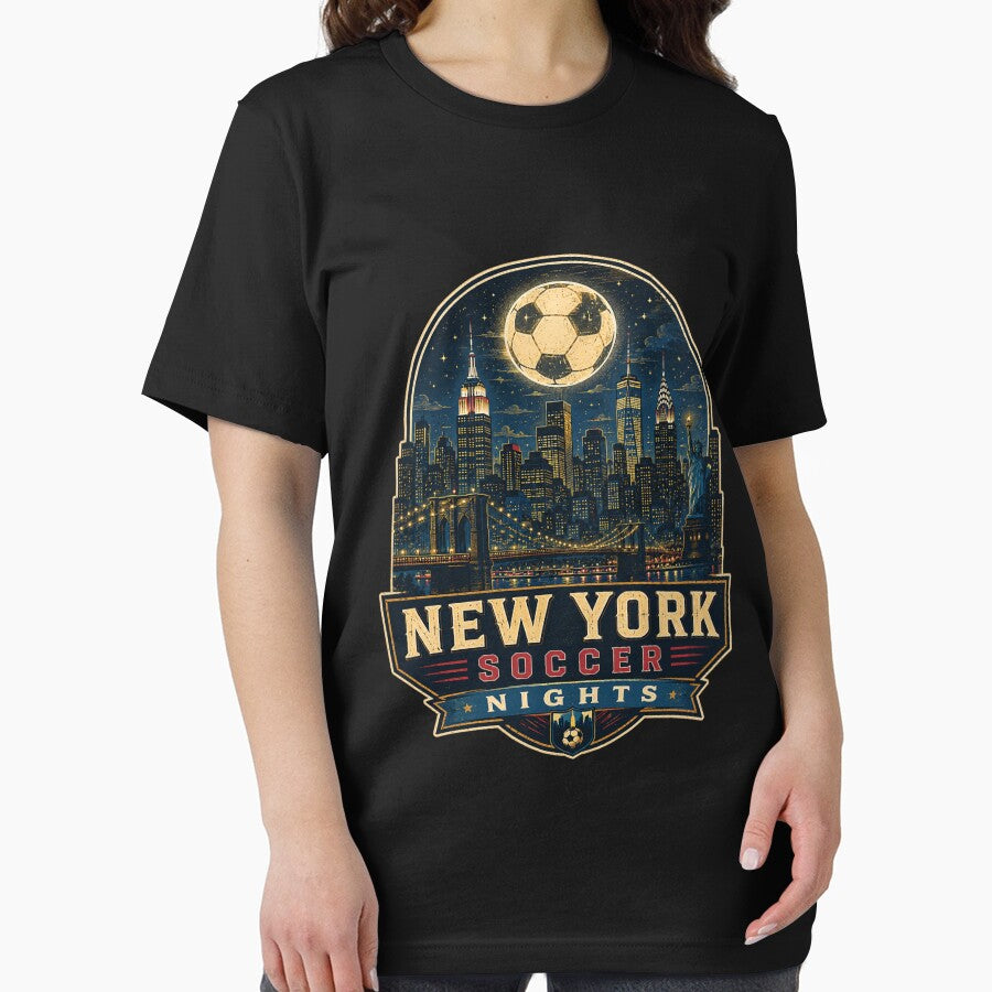 New York Soccer Nights Retro NYC Skyline Shirt | Football Travel Poster Design by Globalcitytees