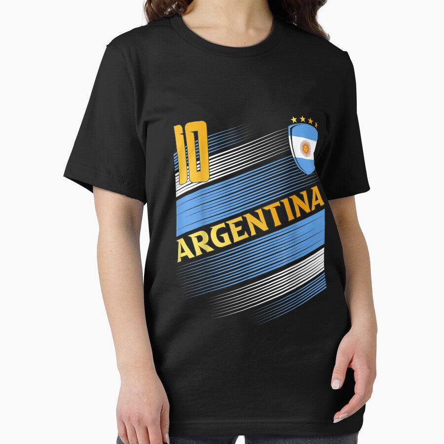 Argentina Soccer Argentinian Flag Football Retro 10 Jersey T-Shirt by Bobby-Bancel