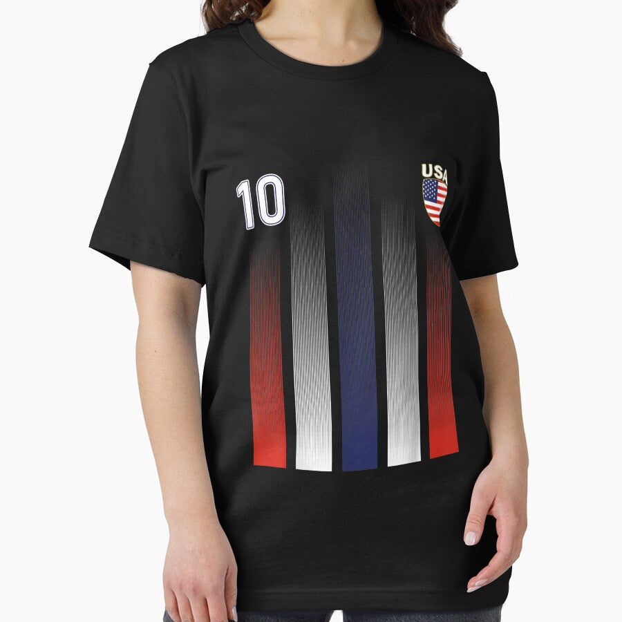 USA Soccer 10 American Soccer USA Jersey Fan T-Shirt by Bobby-Bancel