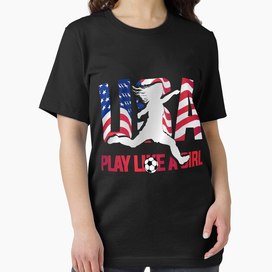Soccer Play Like A Girl USA America Football Girl / Women by Lenny Stahl
