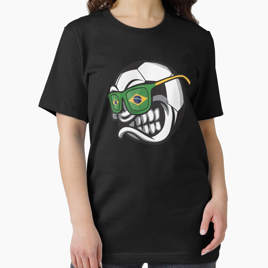 Brazilian Angry Soccer Ball with Sunglasses Brazil Fan by festivalshirt
