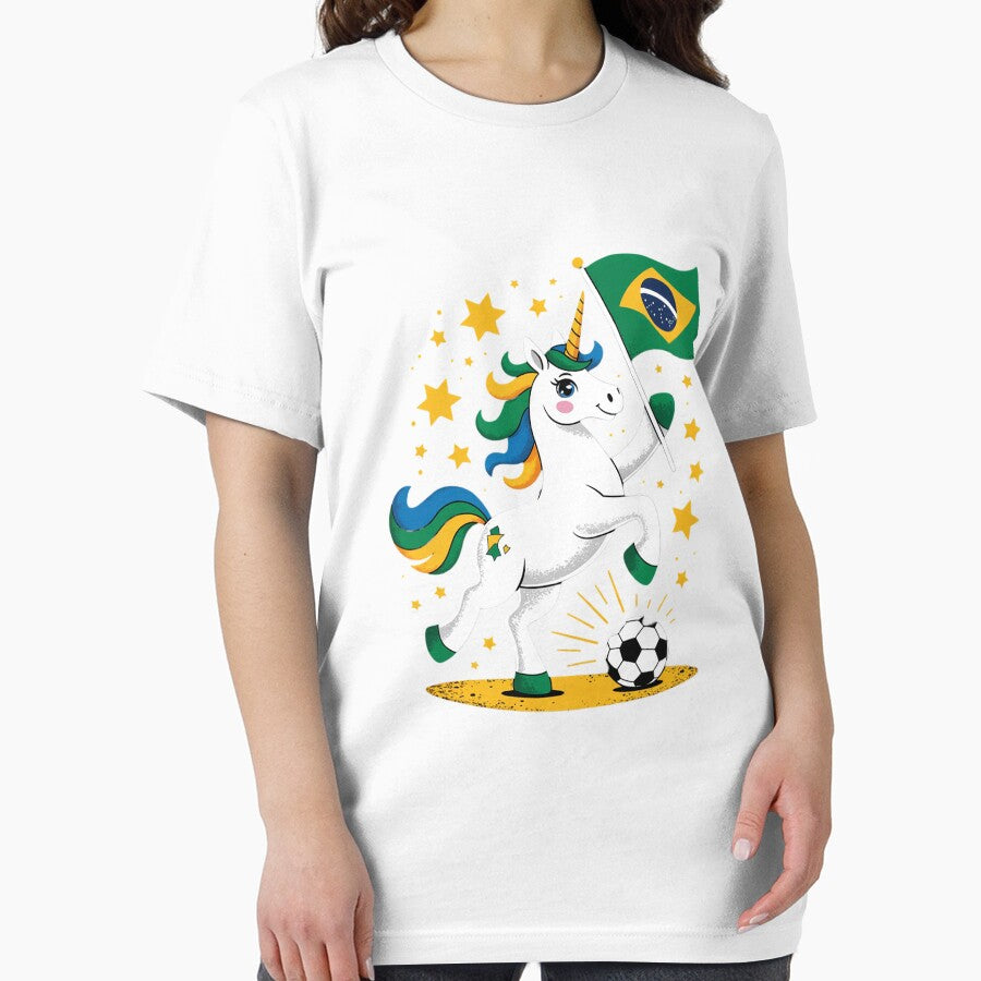 Brazil Flag Unicorn Football Soccer Fan by petrichorsworld