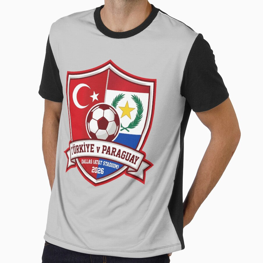 Türkiye Paraguay Dallas Football Match 2026 Sporty Crest by Pride Emblem Prints