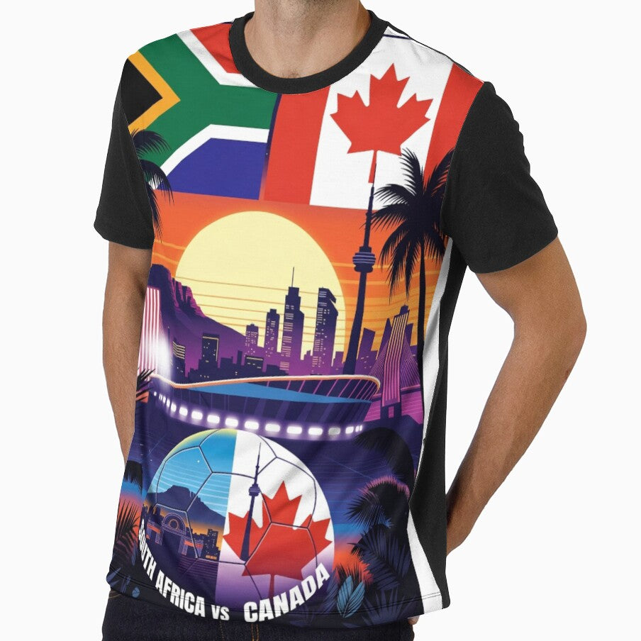 South Africa vs Canada 2026 Retro Synthwave City Skyline Soccer Art by Nexus Space
