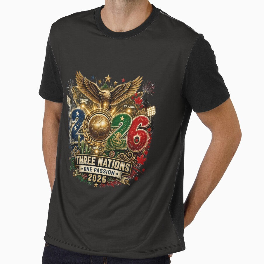 Three Nations One Passion 2026 Vintage Soccer Celebration | USA Mexico Canada Fan Design by VectorJoy