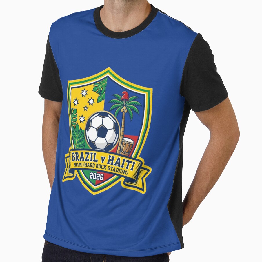 Brazil vs Haiti Soccer Match Miami 2026 Athletic Crest by Pride Emblem Prints