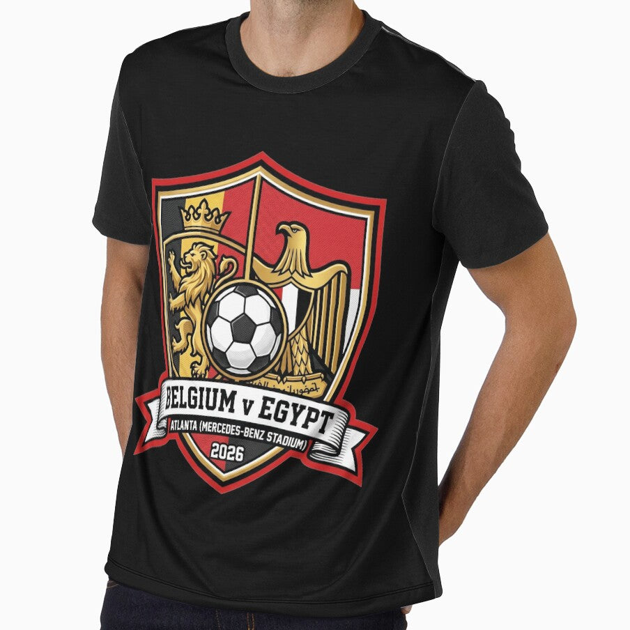 Belgium vs Egypt Atlanta 2026 Soccer Shield Emblem by Pride Emblem Prints