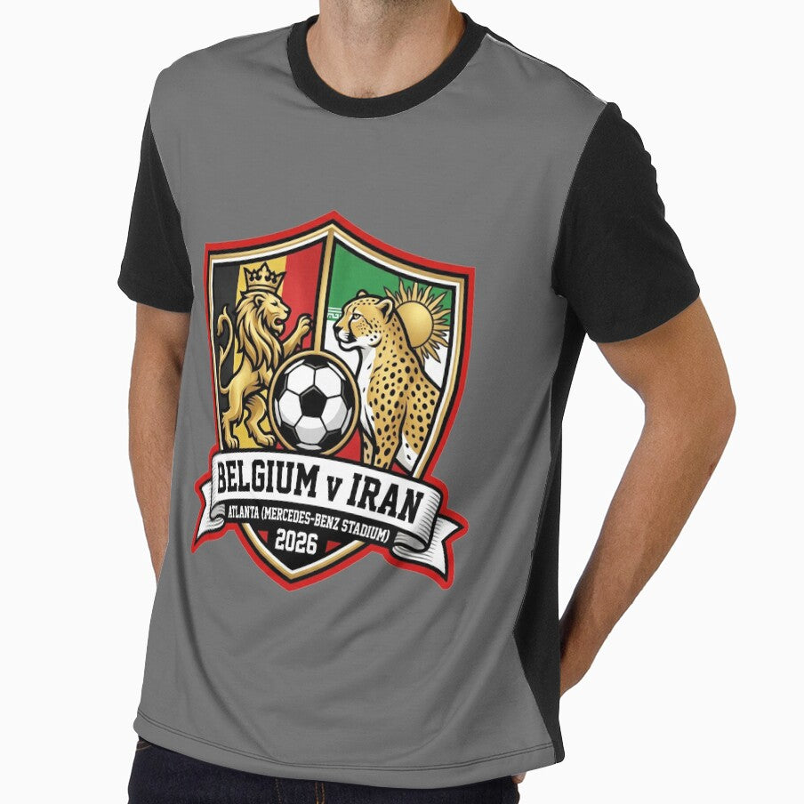 Belgium vs Iran Atlanta 2026 Proud International Soccer Emblem by Pride Emblem Prints