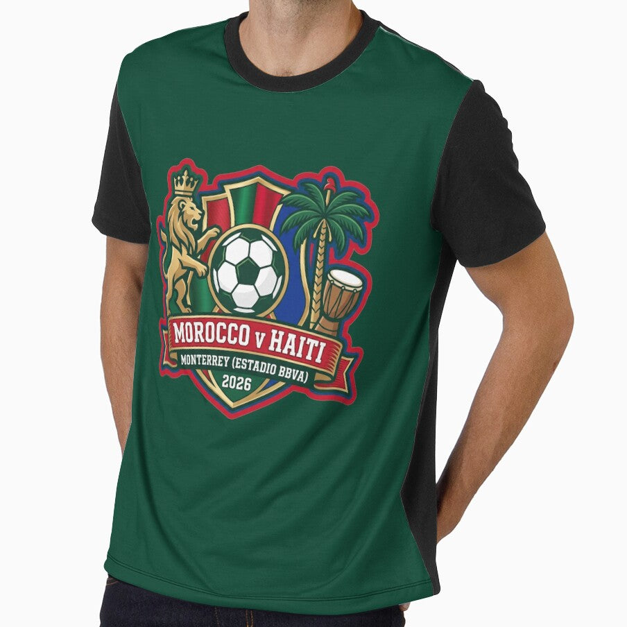 Morocco Versus Haiti Soccer Match Monterrey 2026 Crest by Pride Emblem Prints