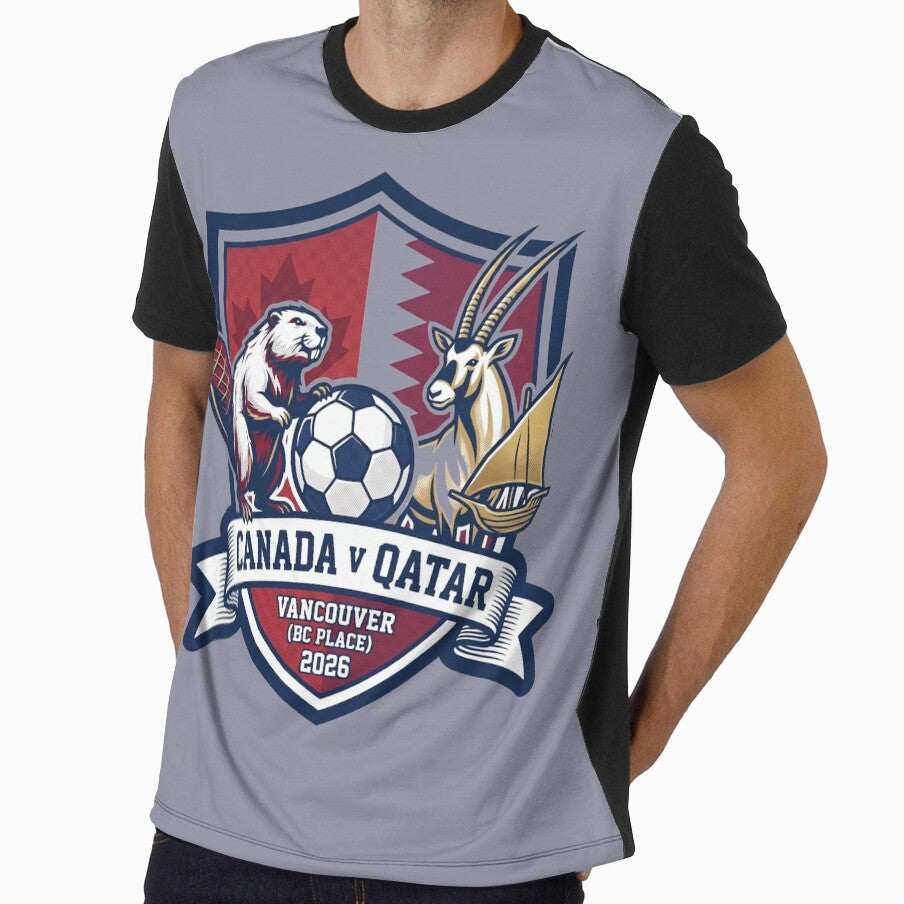 Canada Versus Qatar Vancouver 2026 Soccer Crest Design by Pride Emblem Prints