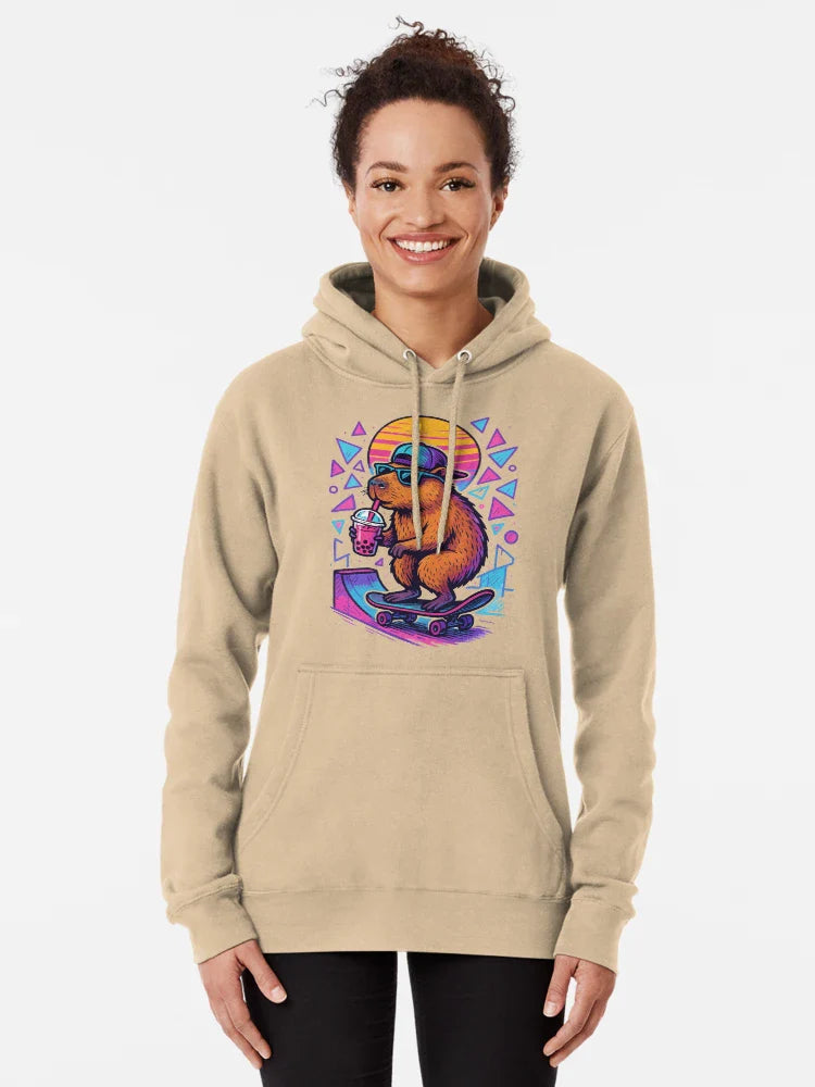 Capybara Skater Drink Bubble Tea Retro Classic T-Shirt