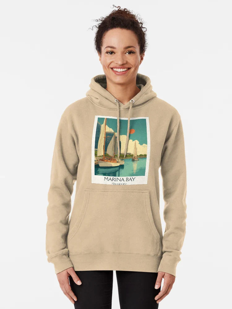 Marina Bay Poster – Iconic Sailboats & Sunset Skyline Classic T-Shirt
