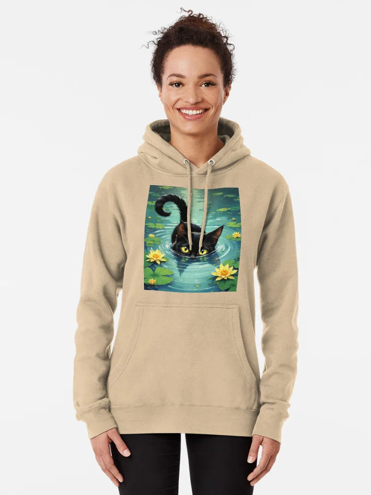 Black Cat in Water Lilies Classic T-Shirt