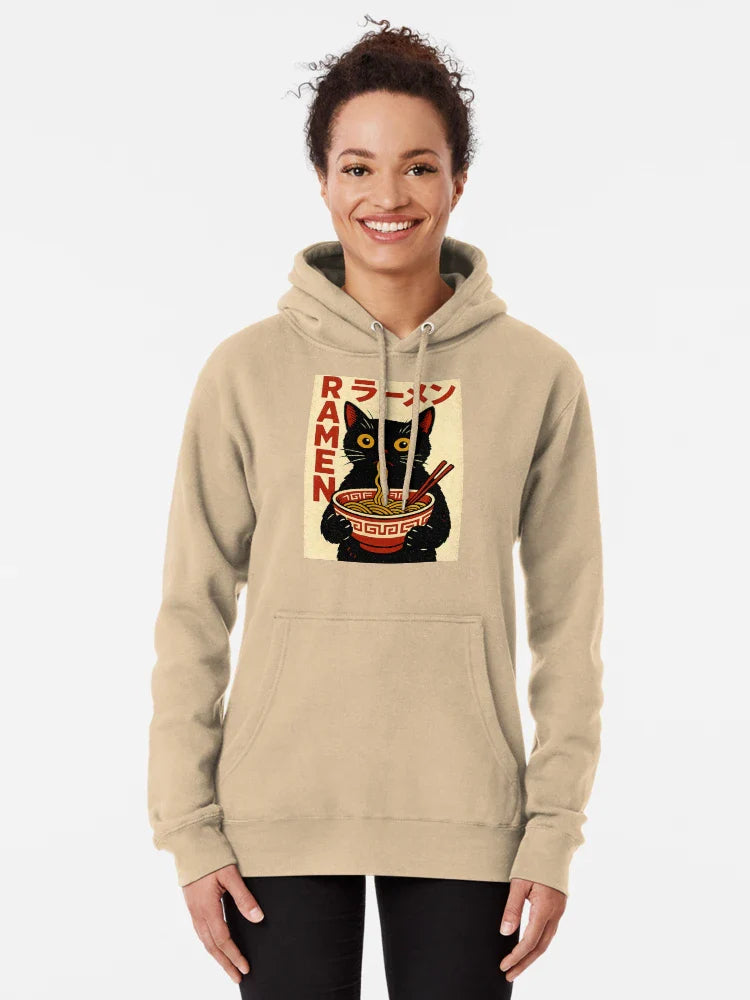 Kawaii Cat Eating Ramen Noodles Funny Anime Gift Girls  Classic T-Shirt