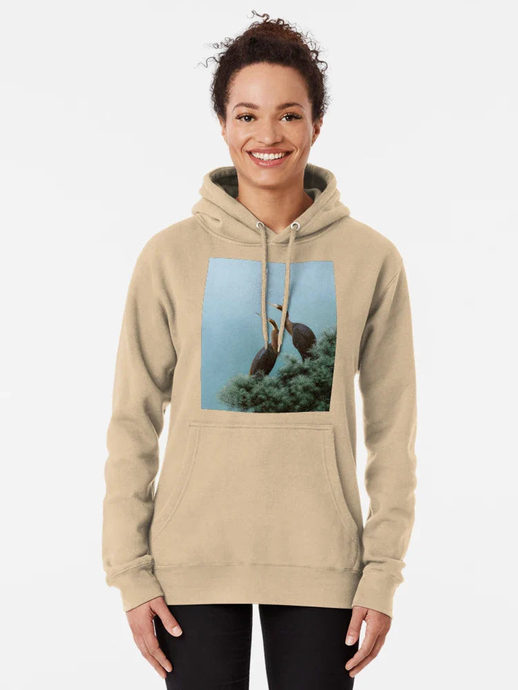 Blue Herons Print Japanese Bird Wall Art Wildlife Birds Sage Green Forest Painting japandi chinoiserie poster Classic T-Shirt