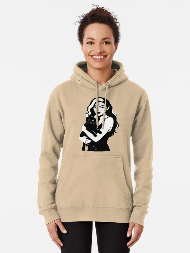 Woman holding her cat in her arms Portrait Classic T-Shirt