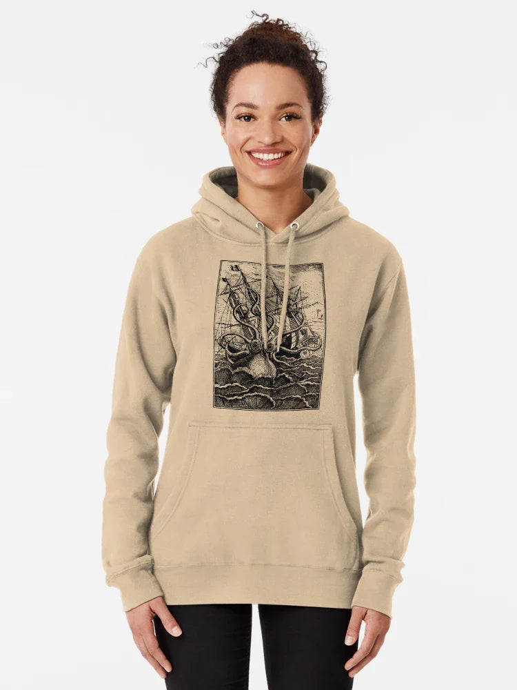 Vintage Kraken attacking ship illustration Classic T-Shirt