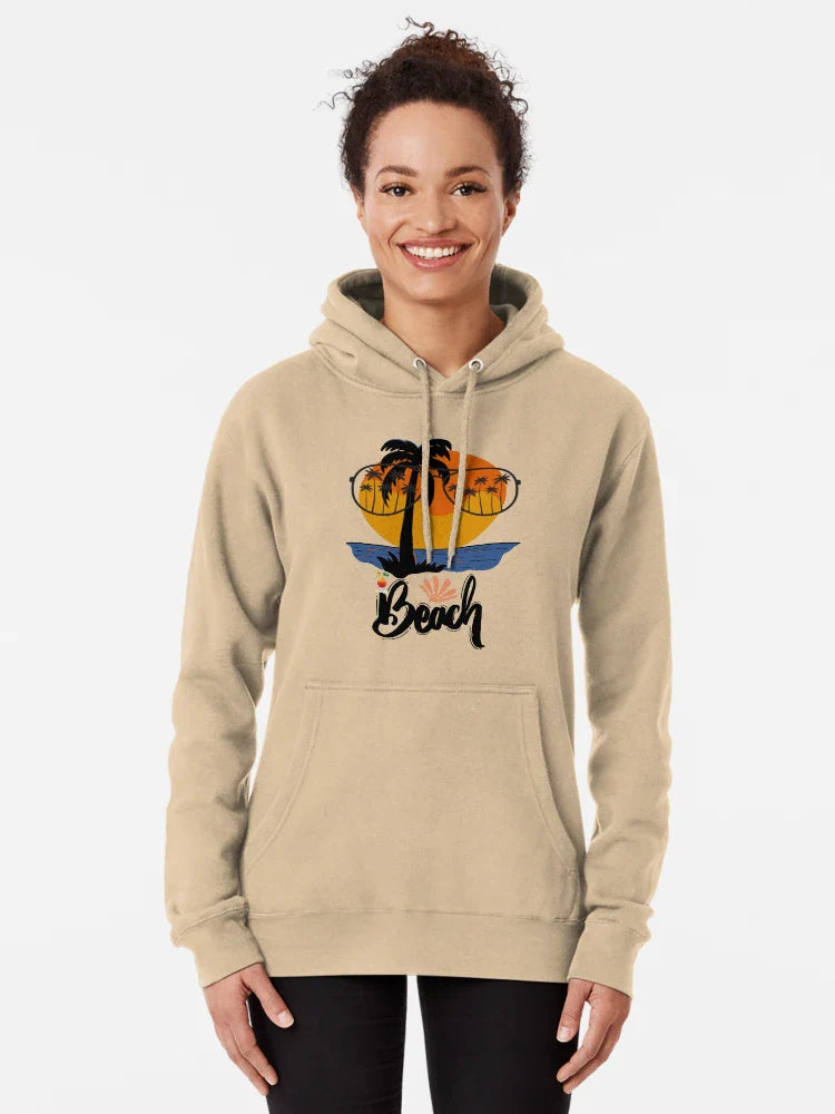 Sunset Beach Scene with Tropical Palm Trees – Summer Vibes Art Classic T-Shirt