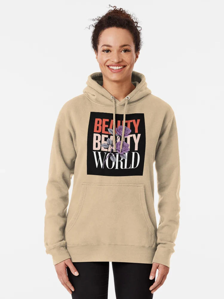 Elegant "Beauty World" Graphic Design with Purple Roses Classic T-Shirt