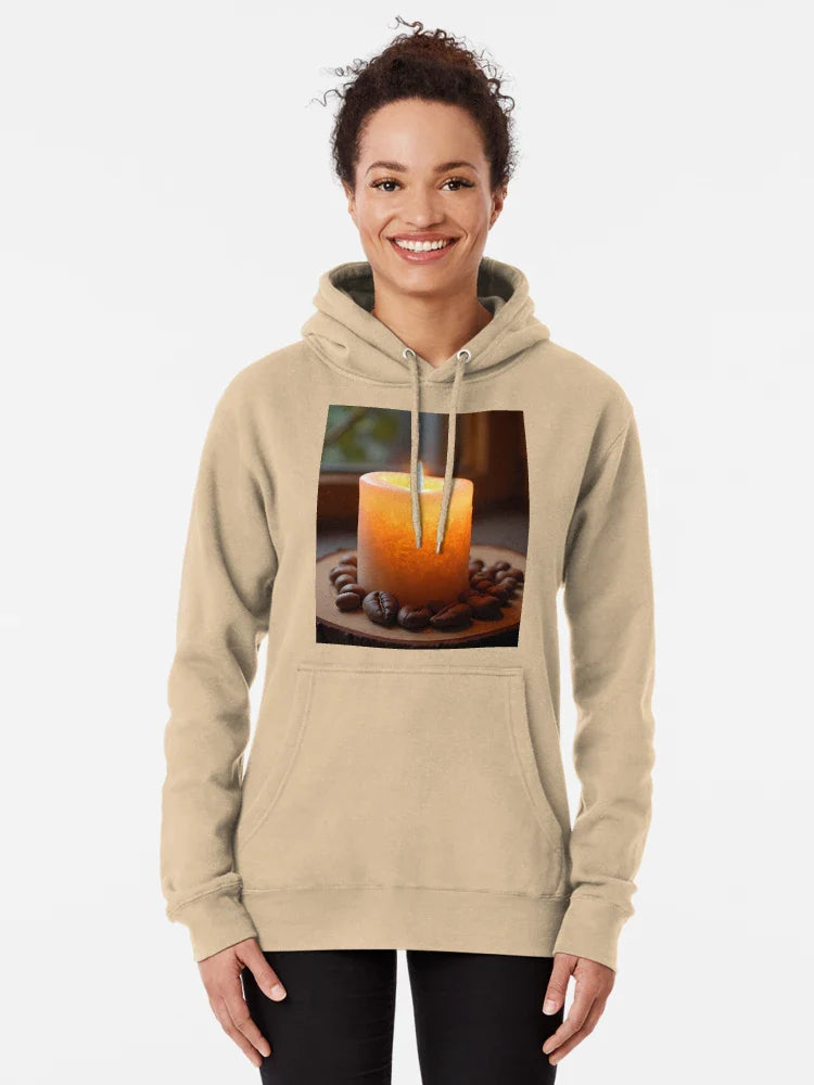 Burning candle with coffee beans on a rustic board Classic T-Shirt