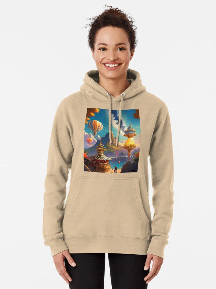 Japanese landscape abstract rainbow Classic T-Shirt