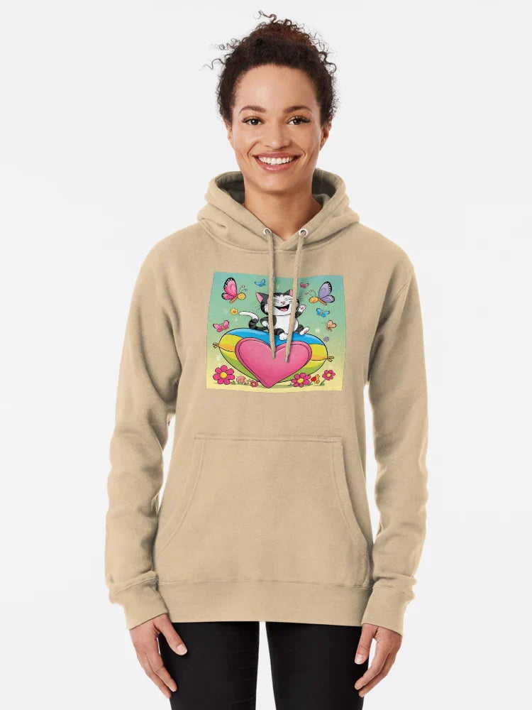 Cute laughing cat with pink heart Classic T-Shirt