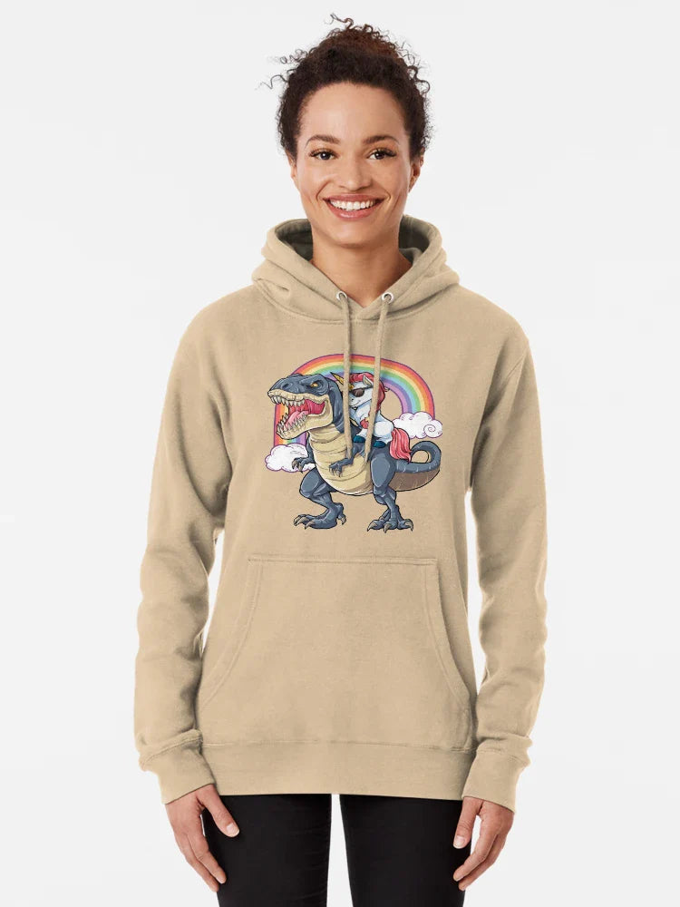 Unicorn Riding Dinosaur T Shirt T-Rex Funny Unicorns Party Rainbow Squad Gifts for Kids Boys Girls Classic T-Shirt