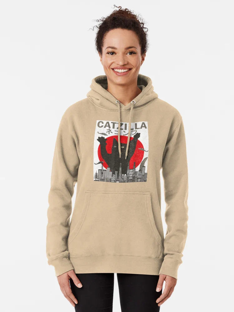 Vintage Catzilla Japanese Sunset Style Cat Kitten Lover T-Shirt Classic T-Shirt