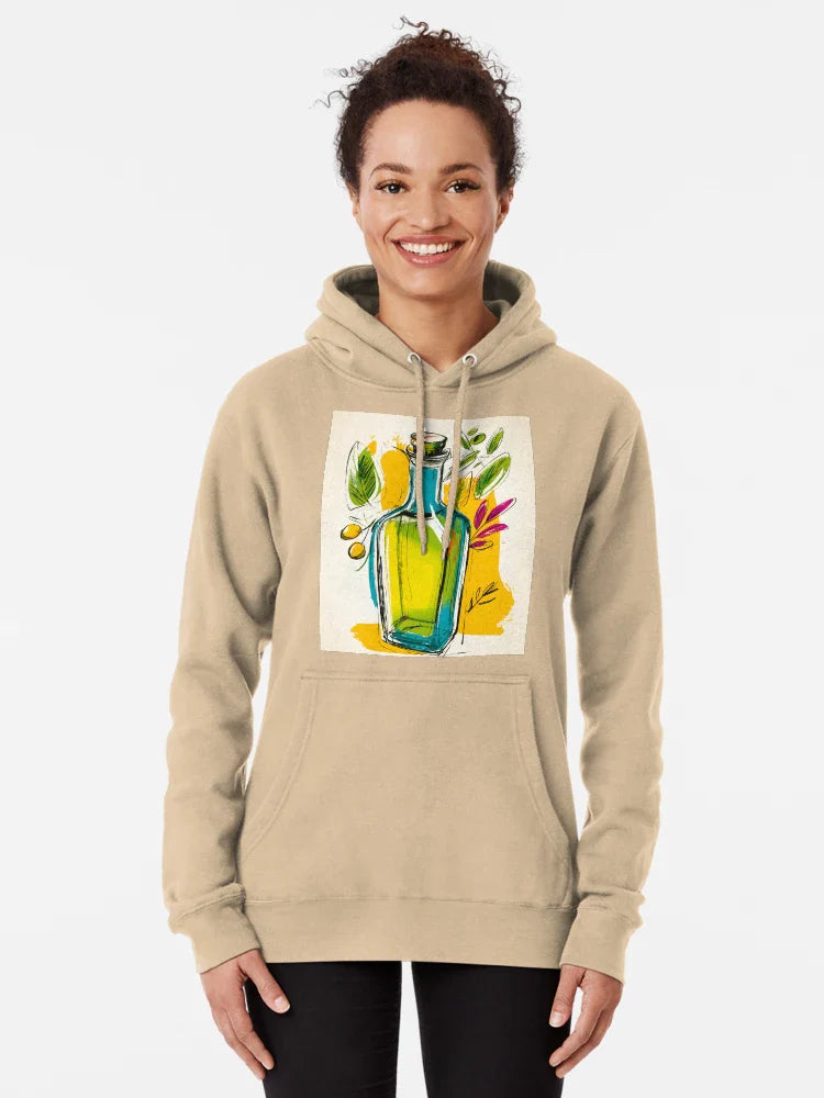Olive Oil Bottle Surrounded by Olives and Leaves - Vibrant Kitchen Art for Food Lovers Classic T-Shirt