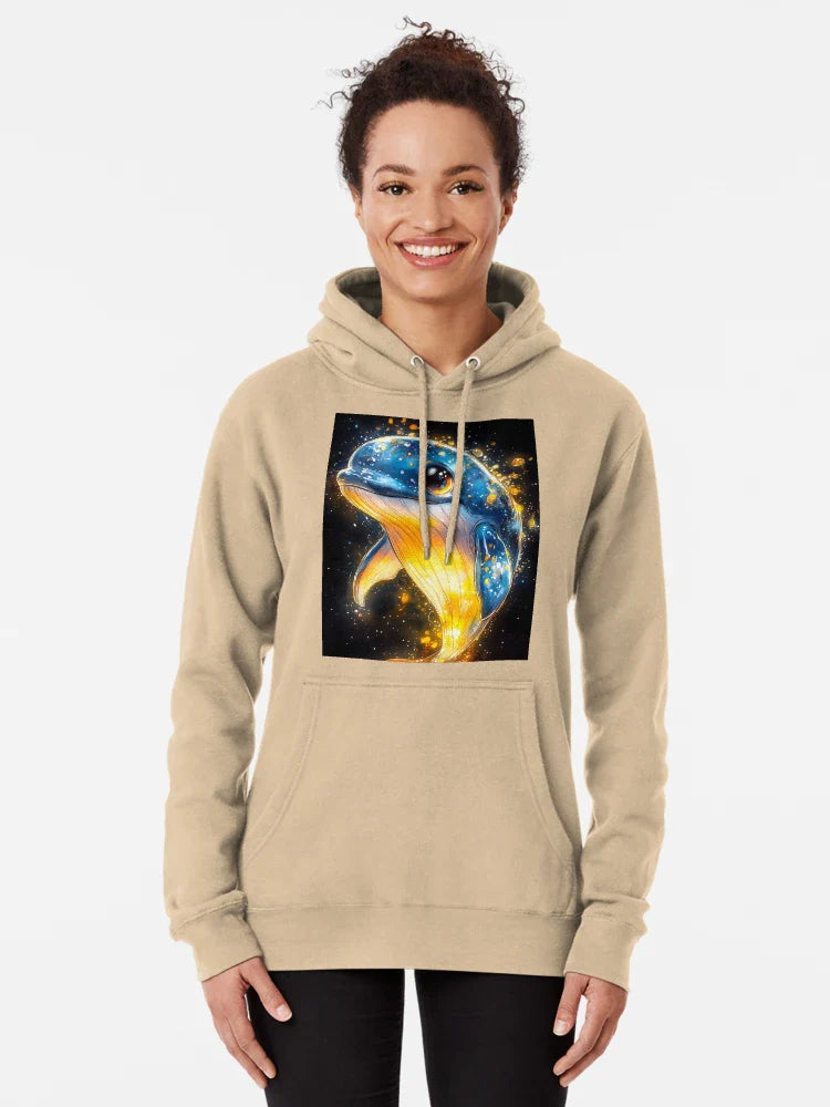Majestic Animal Glowing Blue Whale Swimming Cosmic Light Fantasy Space Classic T-Shirt