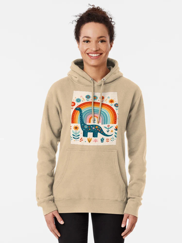 Cute Blue Brontosaurus Dinosaur with Rainbow - Scandinavian Folk Art by heidiannemorris © Classic T-Shirt