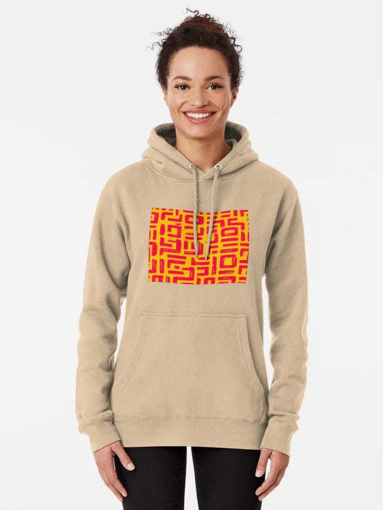 Vibrant Orange Red Maze Pattern Classic T-Shirt