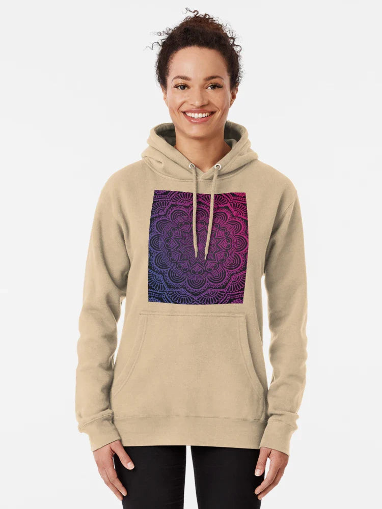 Neon Glow Mandala – Boho Line Art on Dark Background Classic T-Shirt