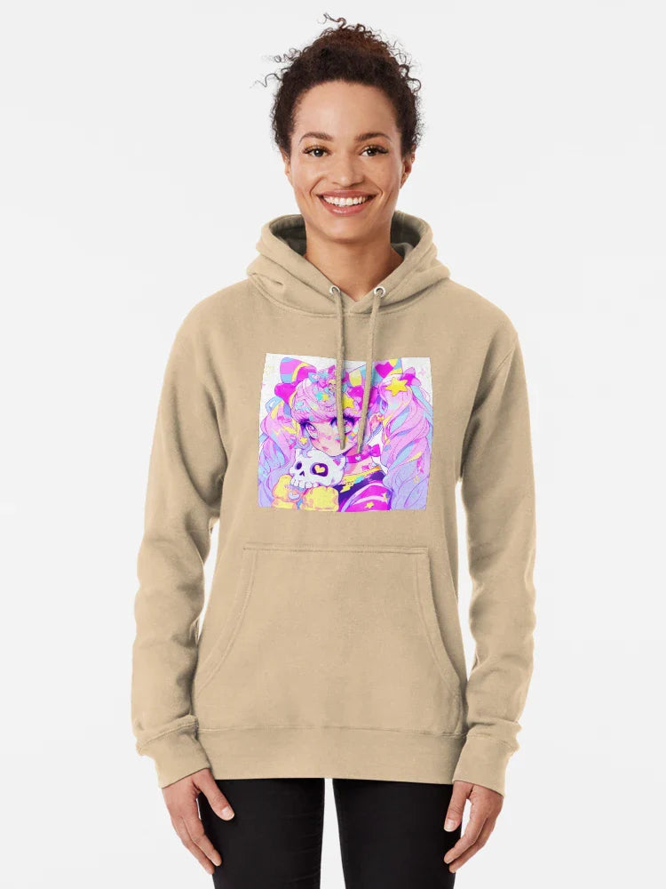 Pastel Goth Anime Girl with Skulls Classic T-Shirt