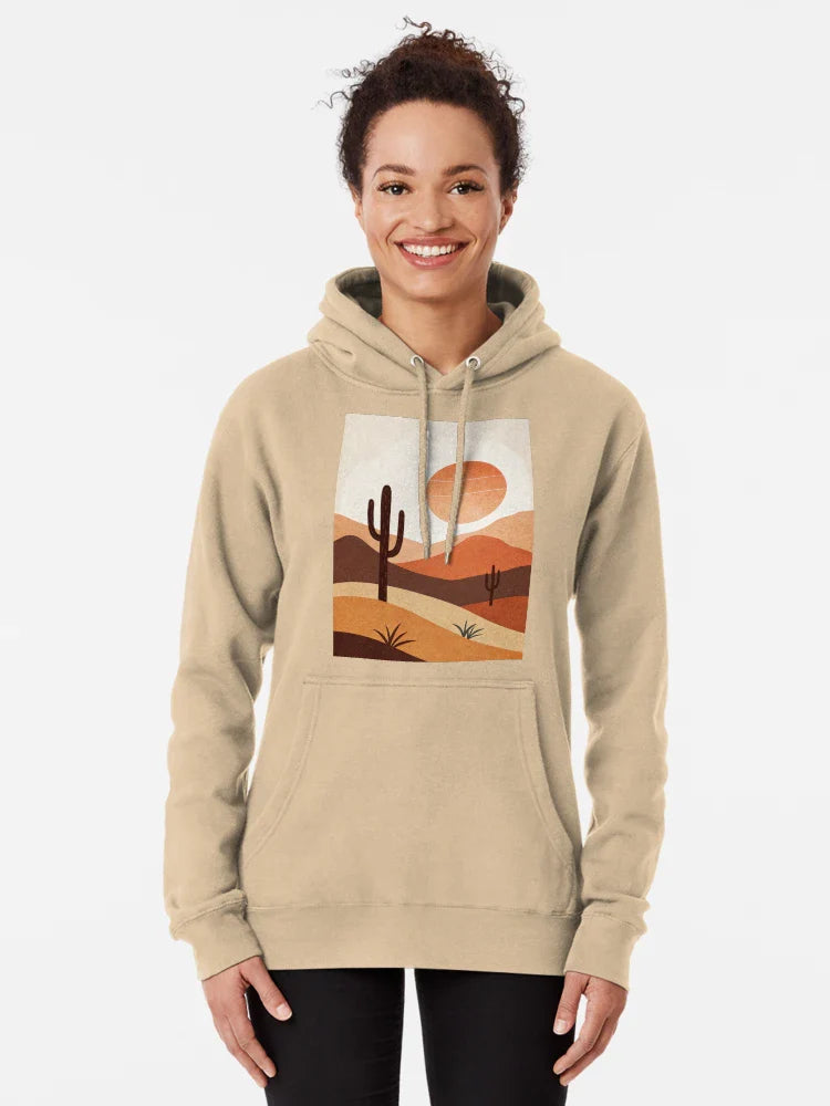 Stylized Desert Cactus Art Print - Warm Earth Tones Illustration, Minimalist Southwest Wall Decor, Flat Graphic Desert Landscape, Sunny Arid Vibes Poster Classic T-Shirt