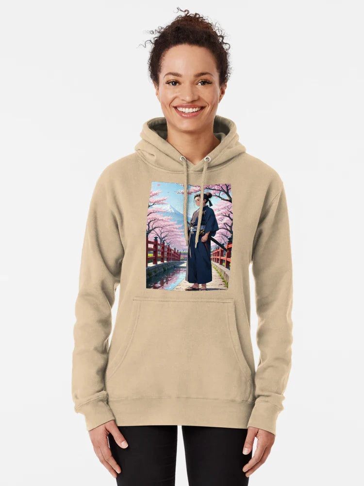 Samurai Spirit Under Sakura Blossoms | Anime Style Warrior Art Classic T-Shirt