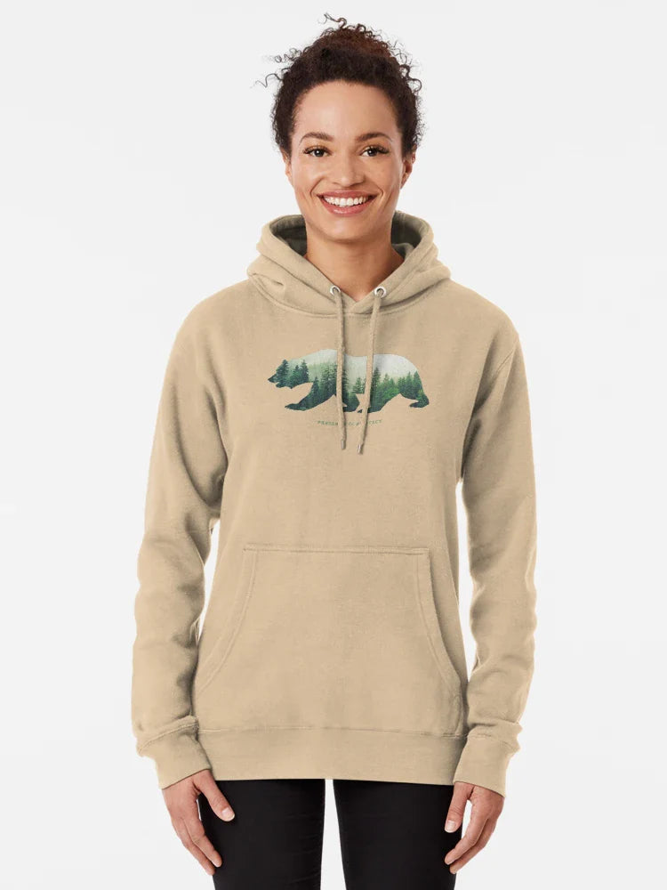 Preserve & Protect Nature Double Exposure Bear Silhouette Trees Forest Save the Environment Climate Change Wilderness Hiking Camping Classic T-Shirt
