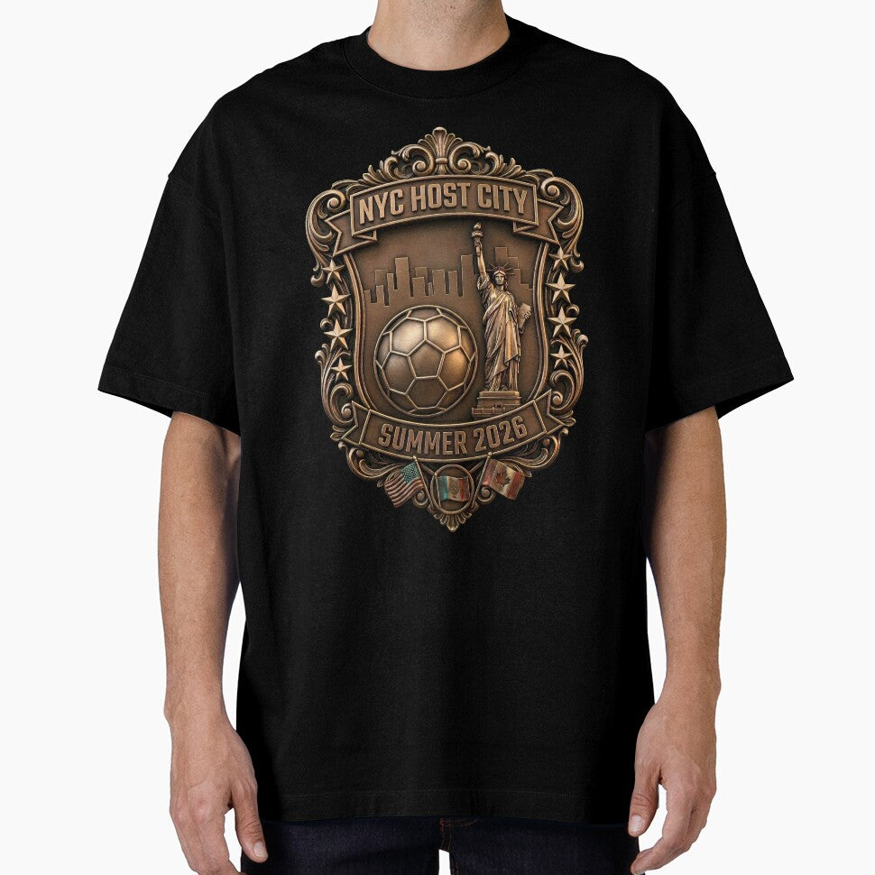 SOCCER NYC Vintage Bronze Badge Design by laughingshirts