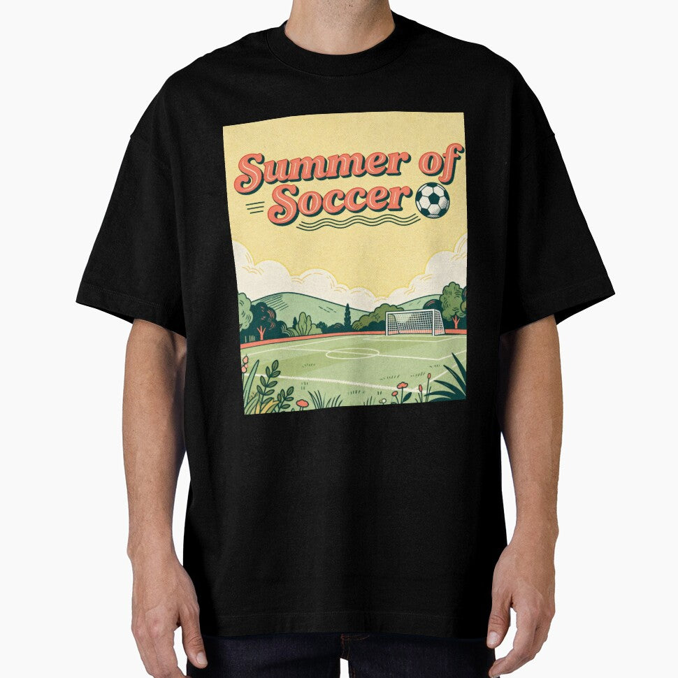 Retro Summer of Soccer 2026 - Vintage 70s Aesthetic Football Pitch Art by HappySproutArt