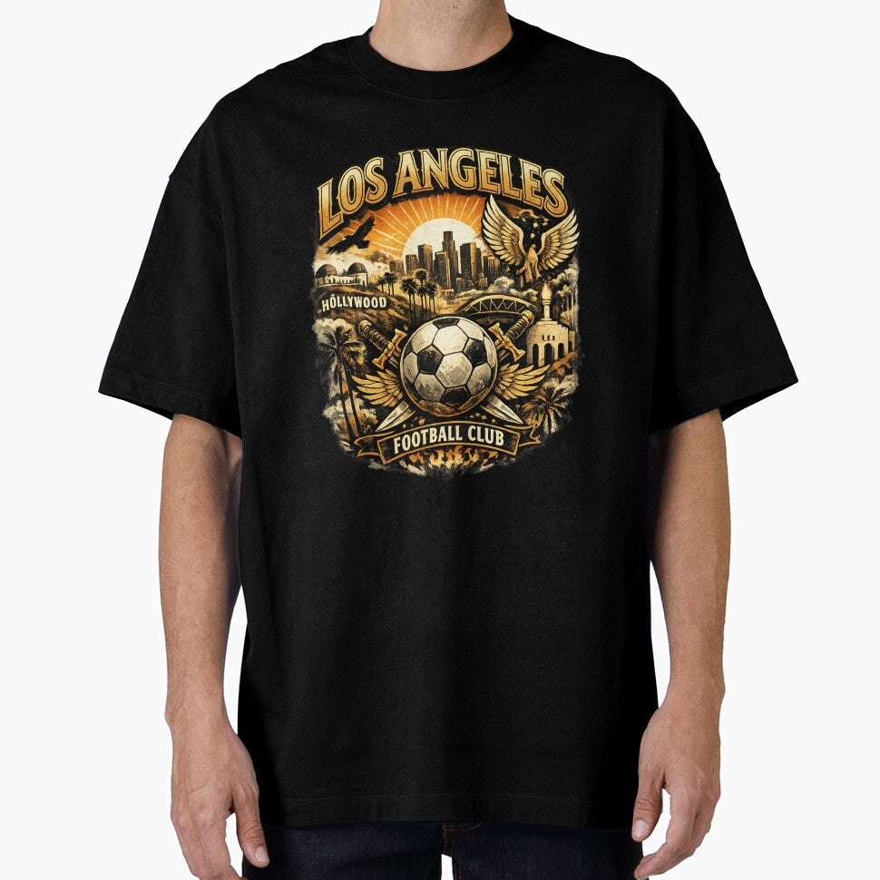 Los Angeles Soccer Vintage Design LA Skyline Sunset Football Fan Shirt California Sports Graphic LA Soccer Gift by GarnerSupplyCo