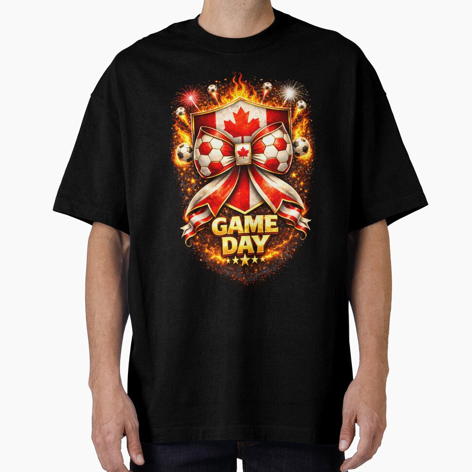 Canada Soccer Bow Game Day Flaming Crest Graphic by MuniraWearify