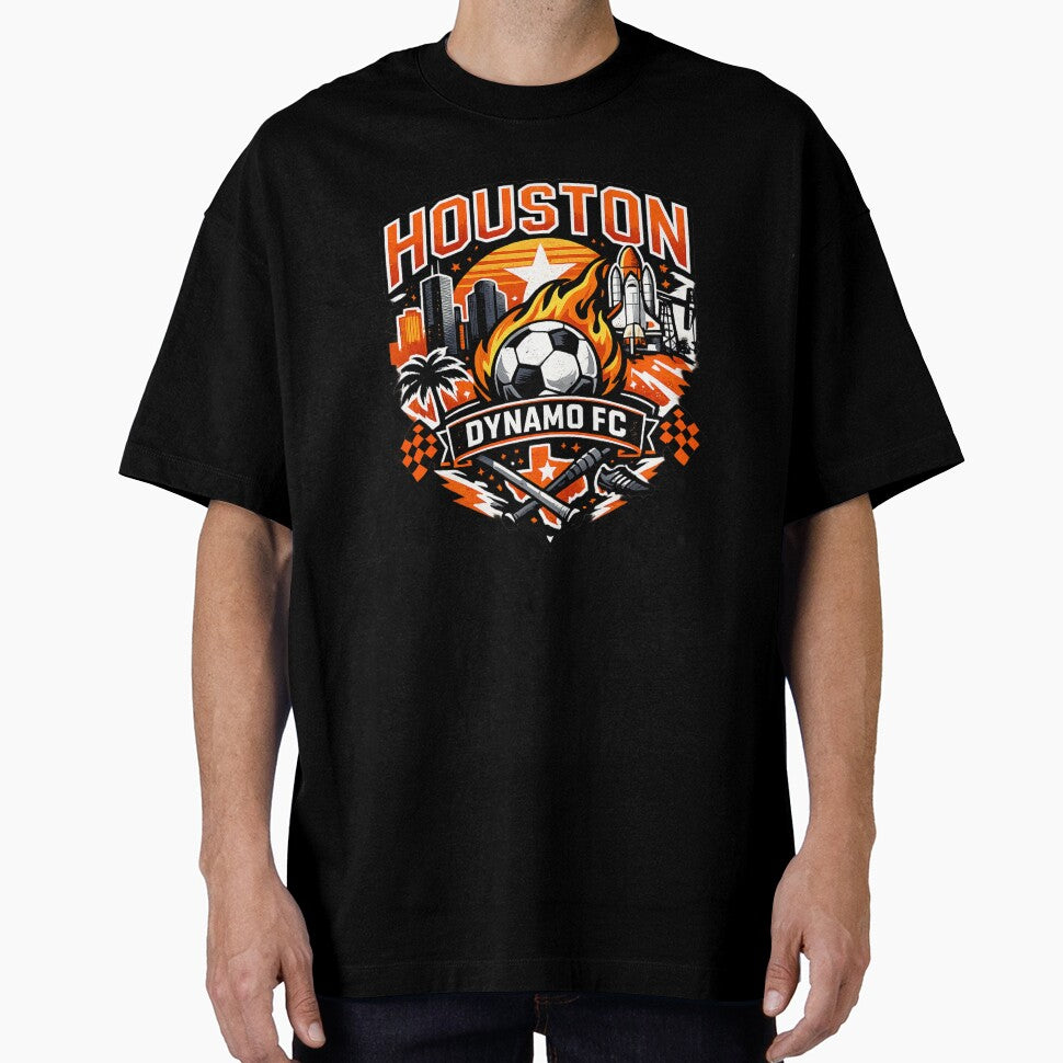 Houston Soccer Design Texas Football Skyline Space Rocket Sports Fan Shirt Houston Texas Graphic Soccer Gift by GarnerSupplyCo
