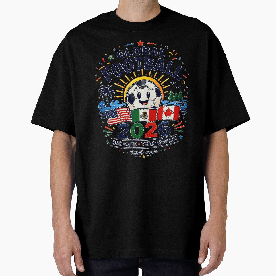 Global Football 2026 One Game Three Nations T-Shirt by Puraenergia Stickers
