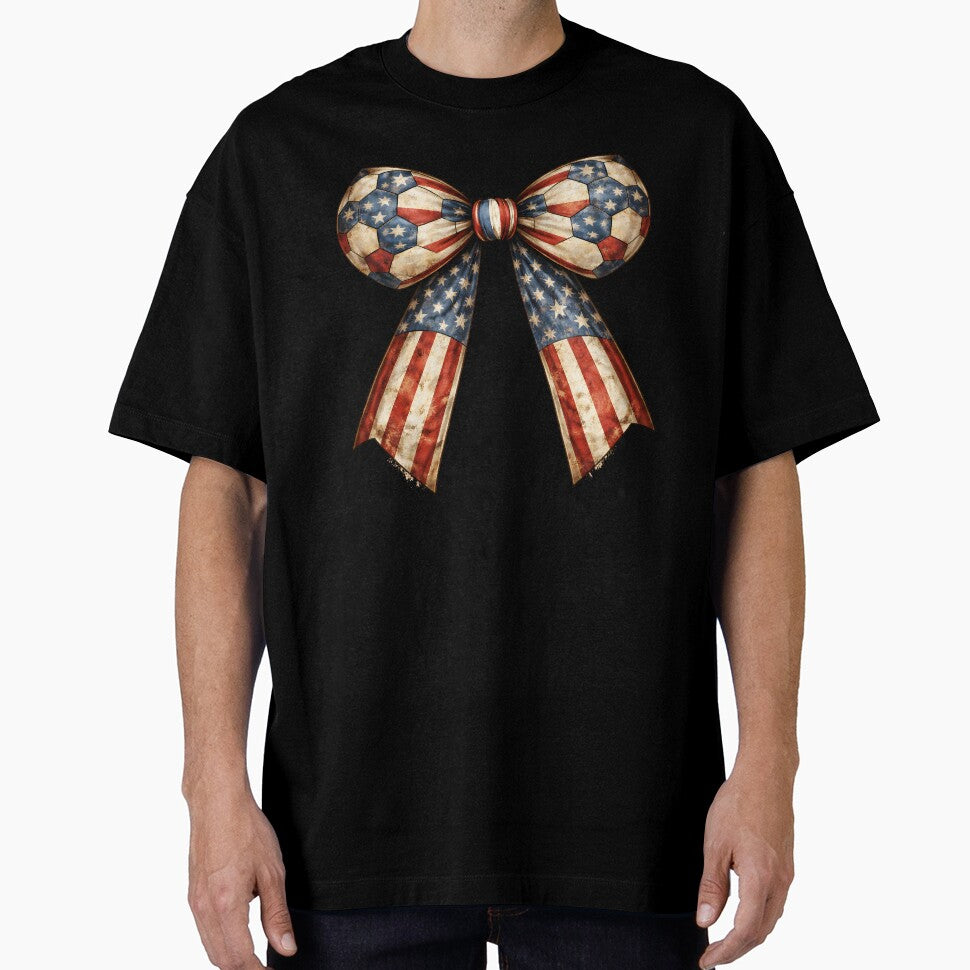 USA Patriotic Coquette Soccer Bow Ribbon – Football Fan Country Pride by MuniraWearify