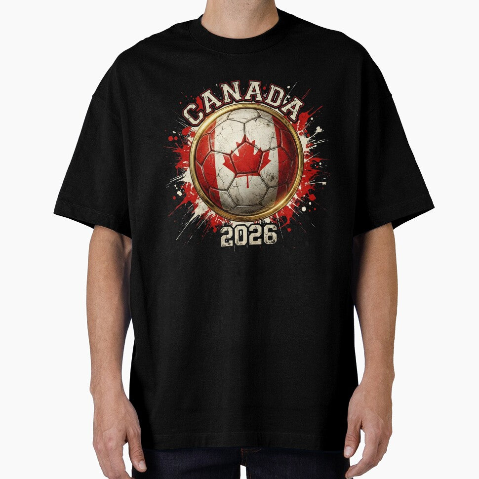 Canada 2026 Soccer - Paint Splash Flag Ball & Maple Leaf by Imaginationbeyond