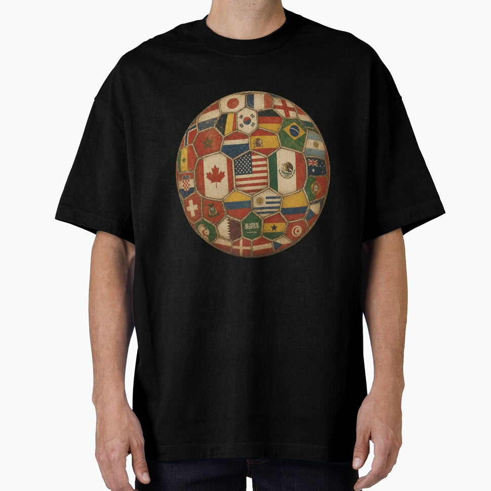 Vintage World Flags Soccer Ball,2026 International Football Graphic Gifts Tee by O'brahim