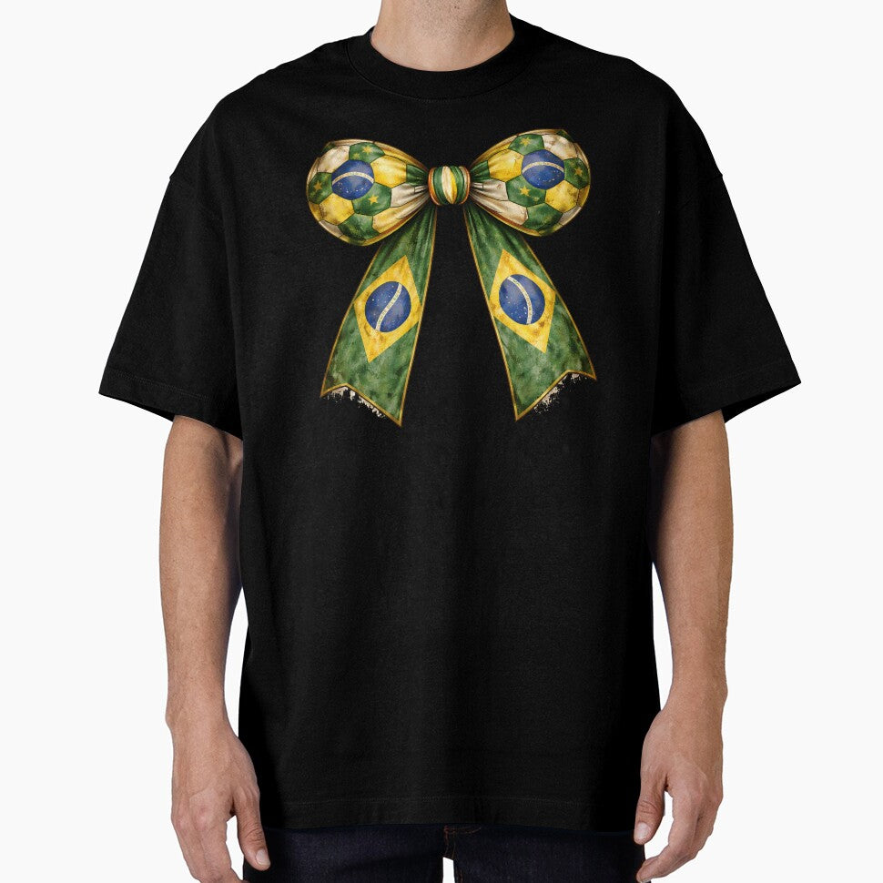 Patriotic Soccer Bow with Vintage Brazil Flag – Soccer Fan Coquette Bow by MuniraWearify